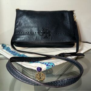 Tory Burch black Thea fold over crossbody bag